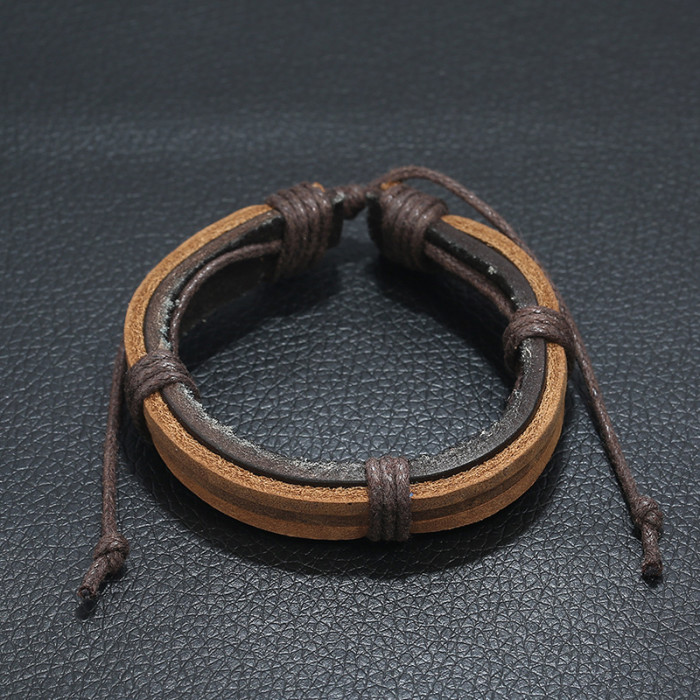 New Style Accessories Punk Factory Direct Sale Retro Cowhide Bracelet Simple Woven Genuine Leather Bracelet Wholesale