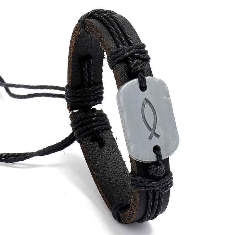 Cross-Border Hot-Selling Accessories Factory Direct Retro Woven Leather Bracelet Simple Adjustable European and American Style Unisex Bracelet