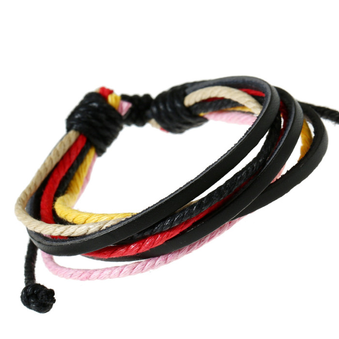 Hot-Selling Accessories Personalized Hand-Woven Multi-Layer Cowhide Bracelet Simple Versatile Unisex Student Hand Jew...