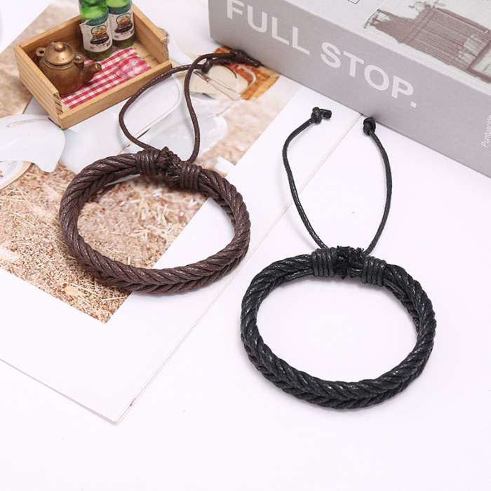 New Jewelry Hand-Woven Wax Thread Vintage Bracelet Simple Versatile Couple Bracelet Accessories Street Vendor Supply