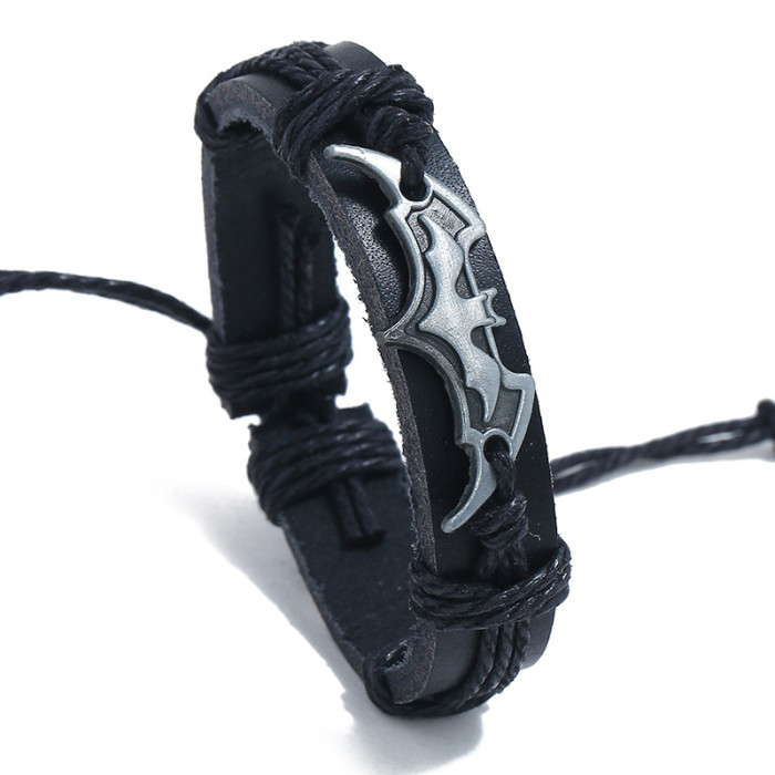 Hot-Selling New Model Woven Cowhide Alloy Bracelet E-Commerce Source Anime Peripheral Accessories Leather Bracelet