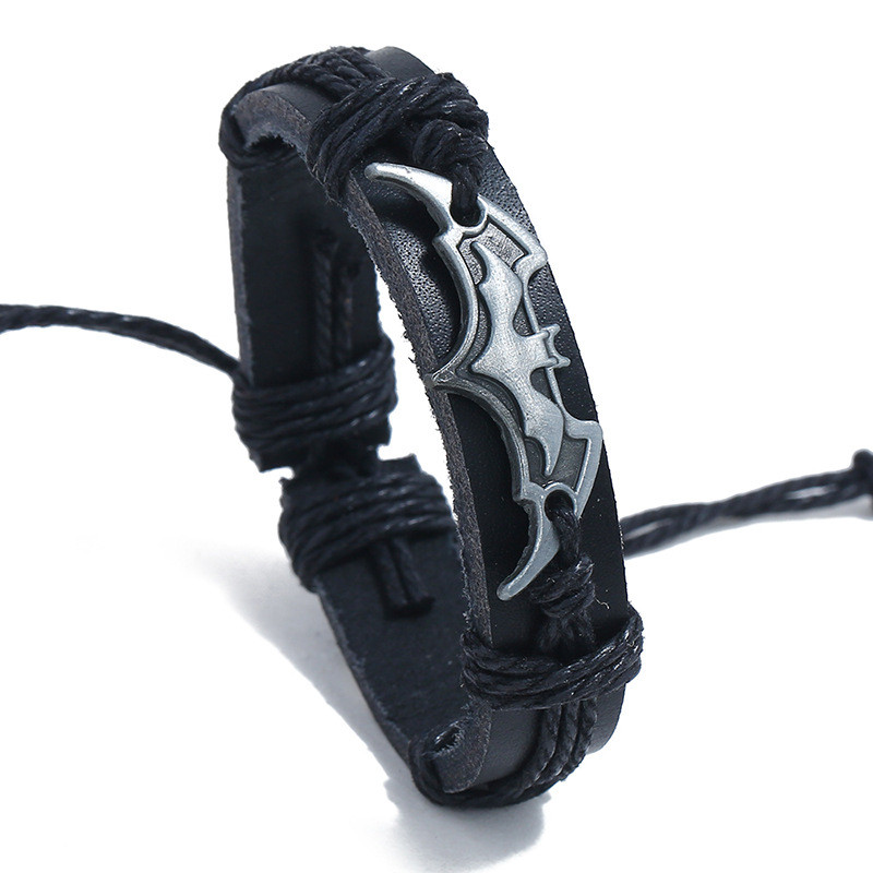 Cross-Border Hot-Selling New Model Woven Cowhide Alloy Bracelet Cross-Border E-Commerce Source Anime Peripheral Accessories Leather Bracelet