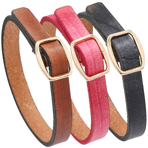 European and American New Style Jewelry Simple Artistic Retro Distressed Leather Bracelet DIY Engraving Smooth Surface Unisex Bracelet Bangle