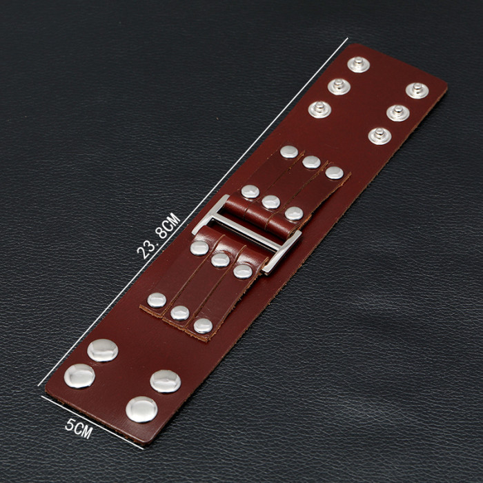 Hot-Selling Accessories Retro Multi-Layer Rivet Cowhide Bracelet Personality Punk Style Men's Wide Leather Bracelet