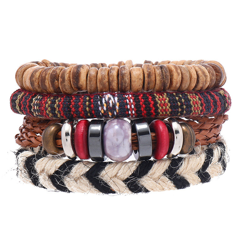 Cross-Border Hot-Selling Jewelry Simple Hand-Woven Artistic Retro Bracelet DIY 4-Piece Set Bohemian Style Bracelet