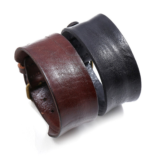 Punk Factory Direct Sale European and American Retro Cowhide Bracelet Creative Simple Men's Punk Genuine Leather Bracelet Cross-Border Supply
