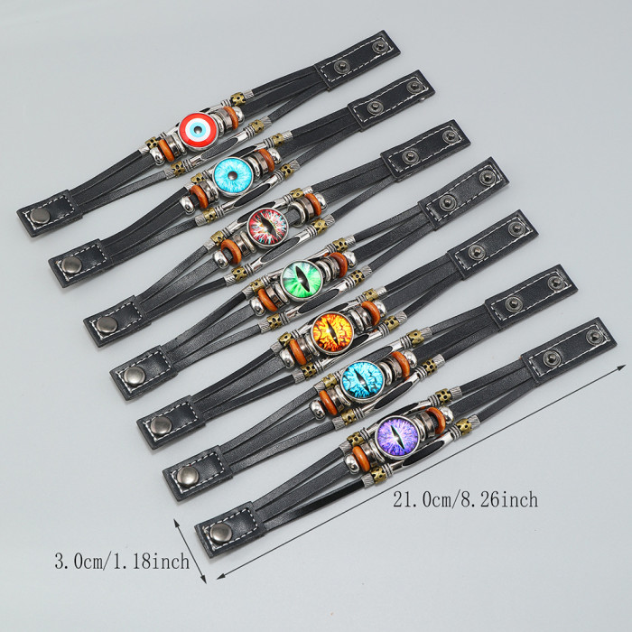 New Style Jewelry Amazon Hot-Selling Eye Leather Bracelet Creative Handmade Beaded Devil's Eye Bracelet