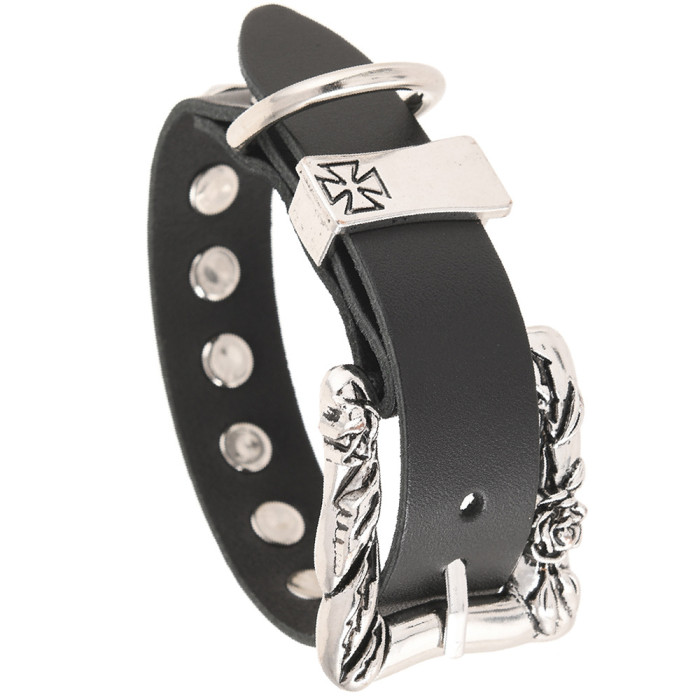 Exaggerated Punk Style Rivet Leather Bracelet for Men, Unique Non-mainstream Rock Style Spike Leather Bracelet