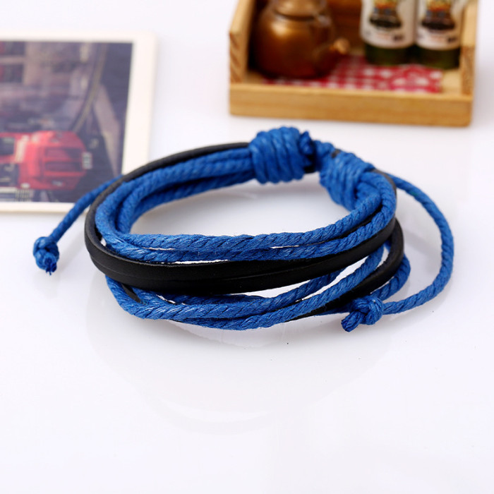Hot-Selling Accessories Personalized Hand-Woven Multi-Layer Cowhide Bracelet Simple Versatile Unisex Student Hand Jew...
