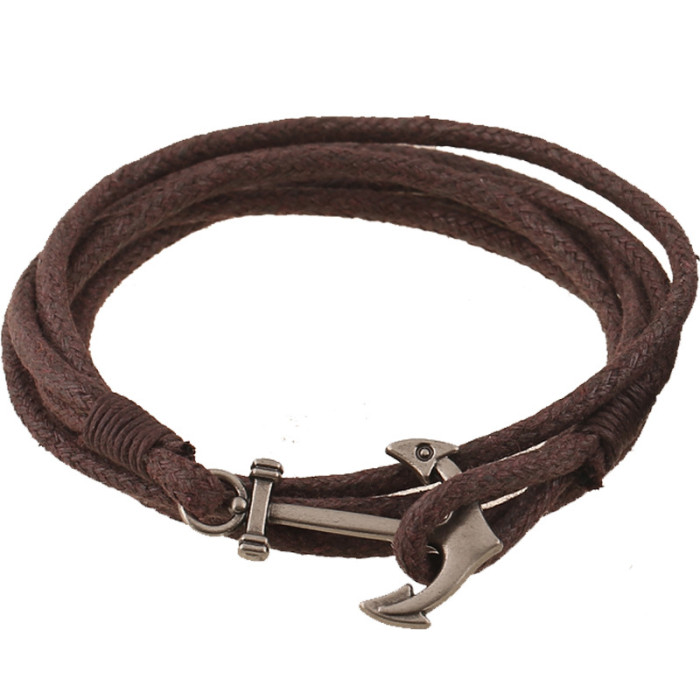 European and American Trend Wax Rope Anchor Bracelet AliExpress eBay Cross-Border Hot Sale Handmade Woven Nautical Style Jewelry