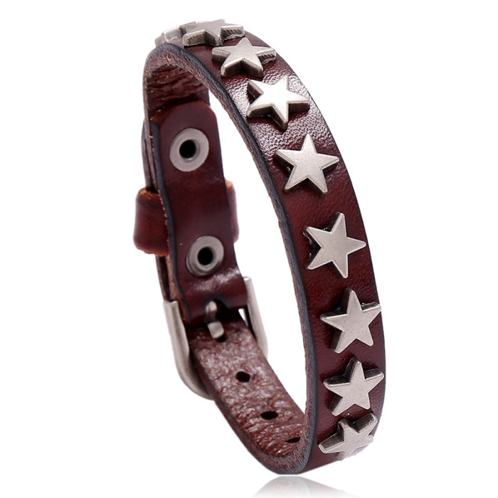 eBay Amazon Punk Retro Accessories New Five-Pointed Star Leather Bracelet Bar Street Dance Accessories
