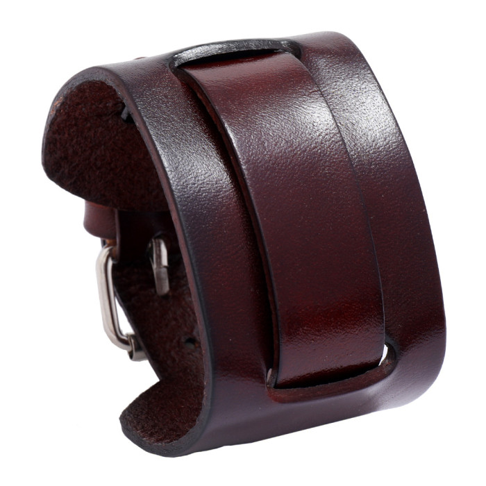 Hot-Selling Jewelry Manufacturer Direct Sale Retro Men's Leather Bracelet Simple Adjustable Punk Wide Leather Wristband