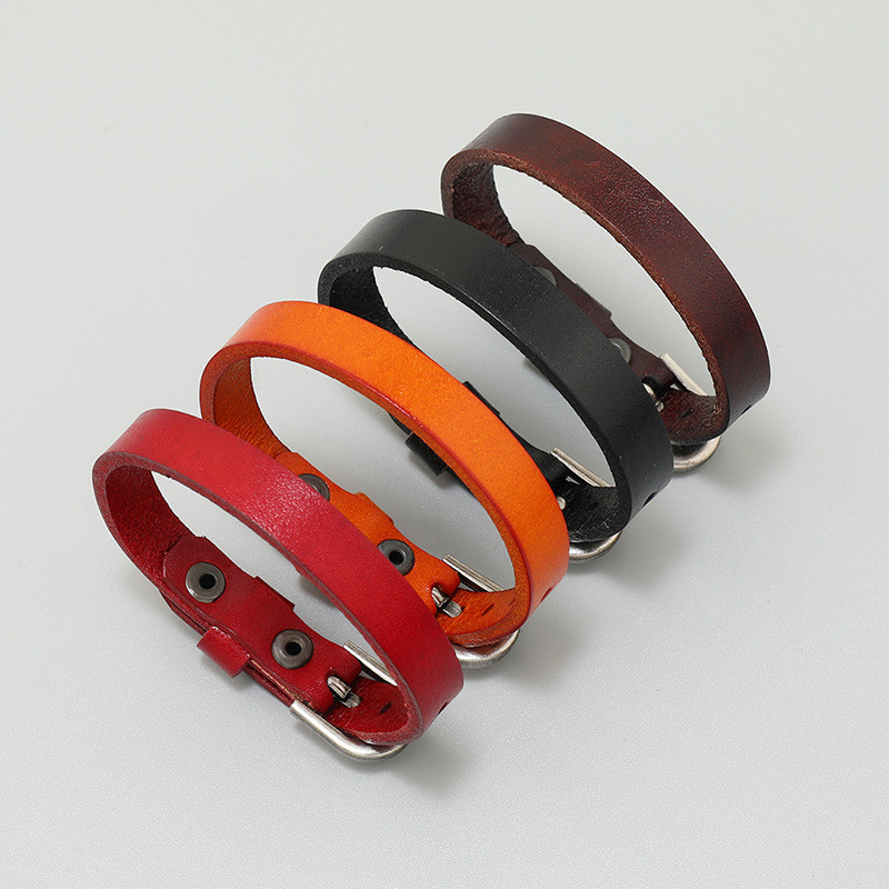 Punk New Simple Retro Multi-color Adjustable Leather Bracelet European and American Fashion Trendy Accessories Men's Bracelet