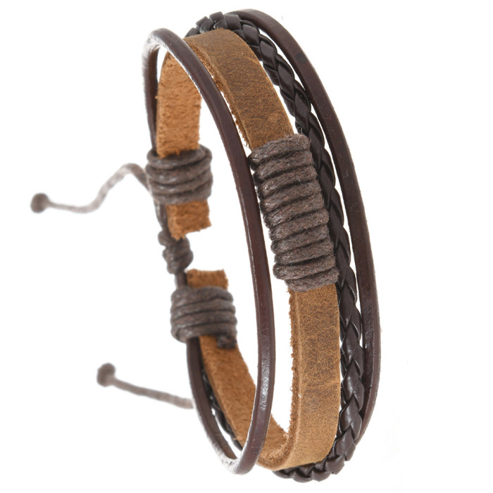 Hot-Selling Jewelry Retro Woven Multi-Layer Cowhide Bracelet Adjustable Stretchable Student Accessories Simple Hand R...