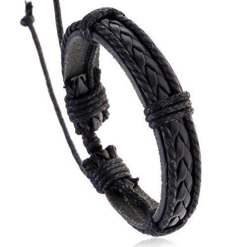 Cross-border Hot-Selling New Accessories Simple Adjustable Hand-Woven Unisex Leather Bracelet Personalized Wristband