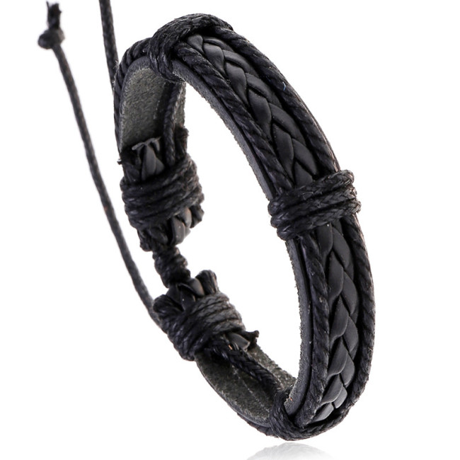 Cross-border Hot-Selling New Accessories Simple Adjustable Hand-Woven Unisex Leather Bracelet Personalized Wristband