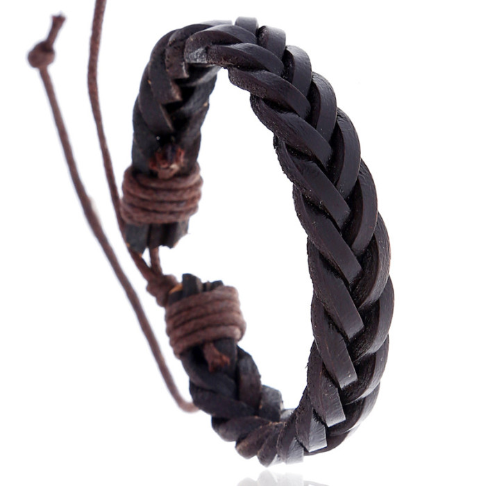 Punk Factory Direct Sale Korean Version Cowhide Bracelet Vintage Woven Genuine Leather Bracelet Hand Rope E-commerce...