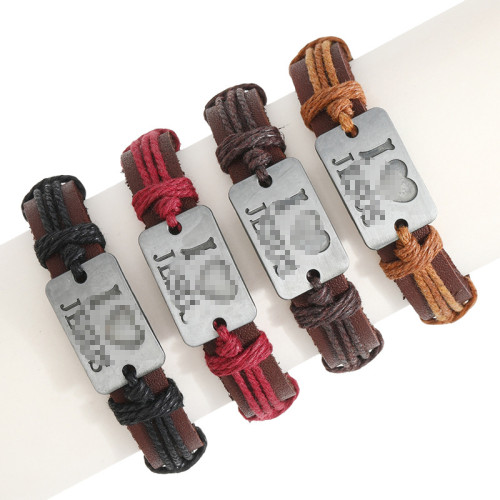 European and American Trendy Jewelry Personality Adjustable Braided Leather Bracelet Simple Retro Unisex Bracelet Jewelry