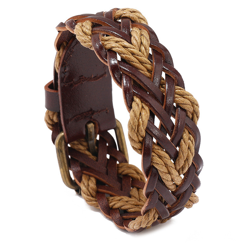 Cross-Border New Hot-Selling Jewelry Simple Hand-Woven PU Leather Bracelet Personalized Creative Retro Unisex Wristband