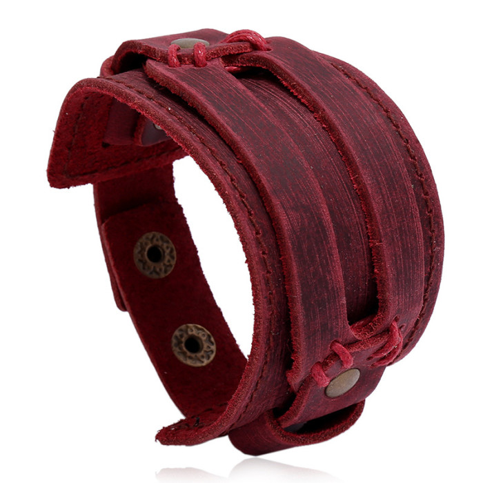 Hot-Selling Accessories Retro Punk Style Cowhide Bracelet Simple Multi-Layer Men's Jewelry Genuine Leather Bracelet