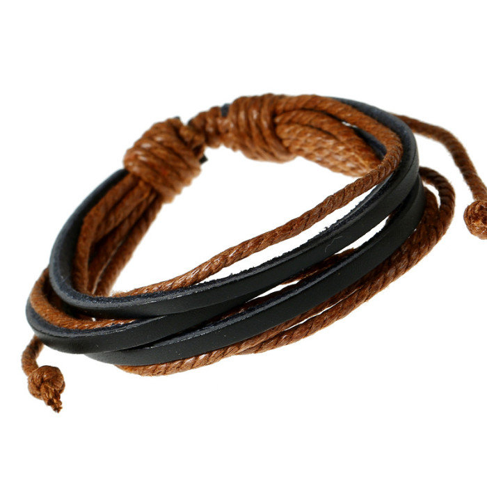 Hot-Selling Accessories Personalized Hand-Woven Multi-Layer Cowhide Bracelet Simple Versatile Unisex Student Hand Jew...