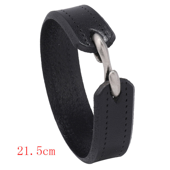 Simple Versatile S Hook Retro Men's Leather Bracelet Fashion Trendy Men's Bracelet Smooth Personalized Cowhide Bracelet