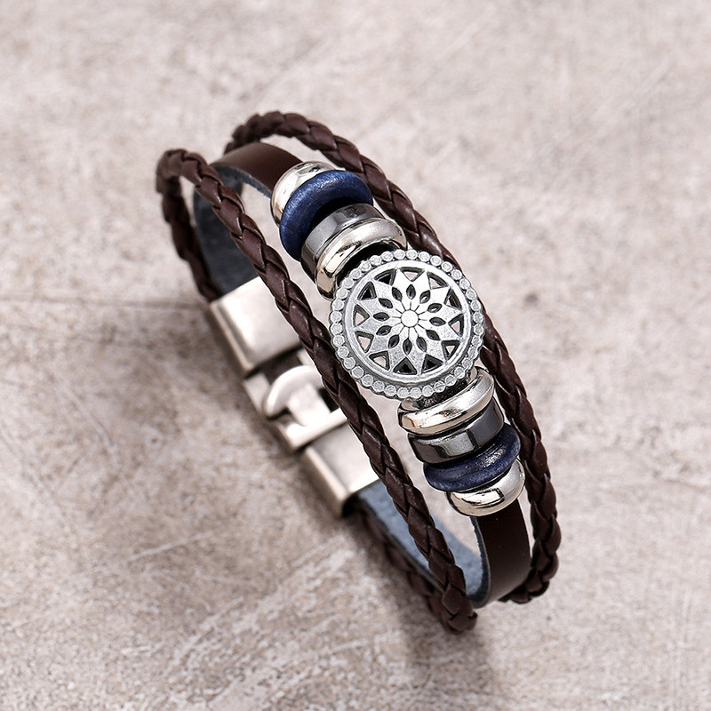 European and American Cross-Border New Accessories Men's Woven Leather Bracelet Simple Student Couple Jewelry Factory Wholesale