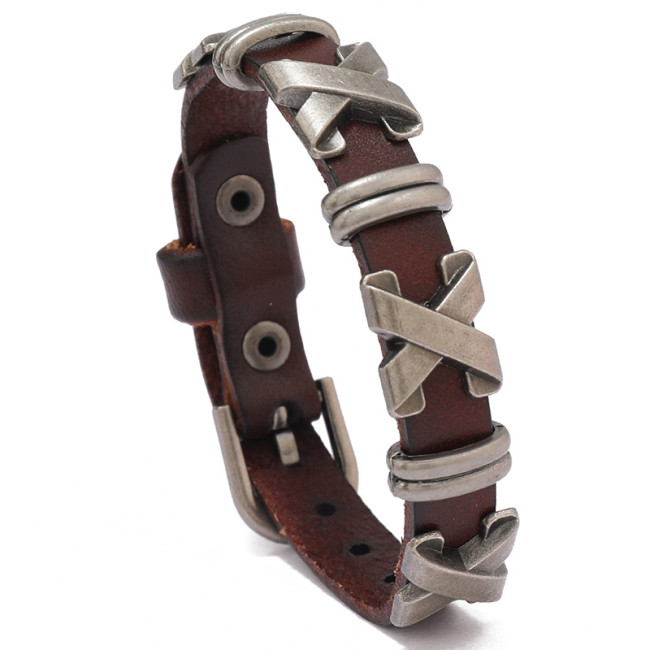 Cross-Border Hot-Selling New Jewelry European and American Fashion Simple Punk Style Cowhide Bracelet Personality Trendy Rock Bracelet