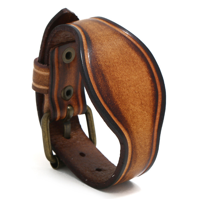 Factory Direct Sale 2019 European and American New Vintage Distressed Cowhide Bracelet Simple Men's Accessories Cross-Border Stable Supply