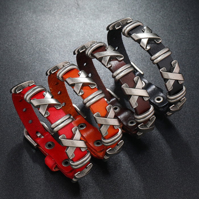 Cross-Border Hot-Selling New Jewelry European and American Fashion Simple Punk Style Cowhide Bracelet Personality Trendy Rock Bracelet