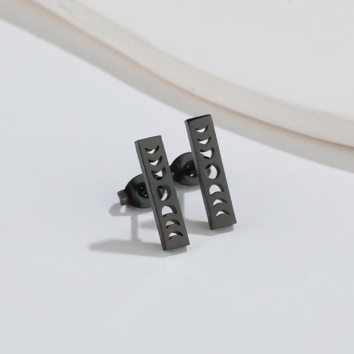 Korean Version Japanese Style Sweet New Geometric Simple Heart-Shaped Moon Earrings Asymmetric Key Lock Stud Earrings Wholesale
