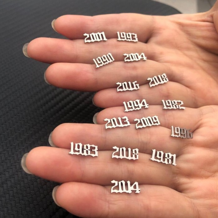 Style Stainless Steel New Digital Year Earrings Stainless Steel Digital Earrings Birthday Gift Wholesale