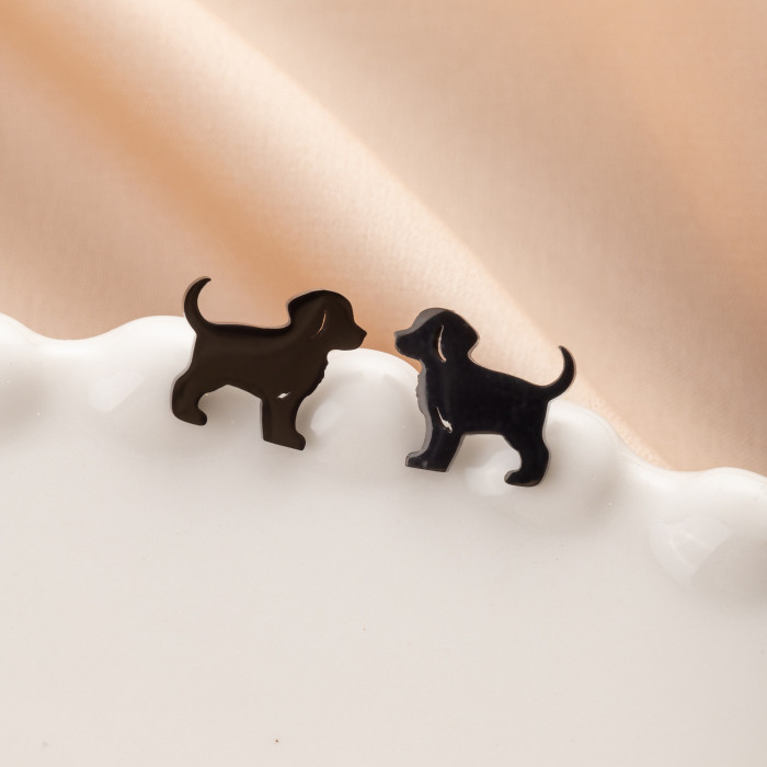 New Cross-Border Simple Cute Asymmetric Cat Puppy Earrings Ins Personality Hollow Heart-Shaped Earrings Wholesale