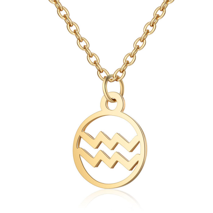 New Round 12 Constellation Sweater Chain Ins Gold 18K Autumn Winter Girls Geometric Versatile Collarbone Necklace Who...