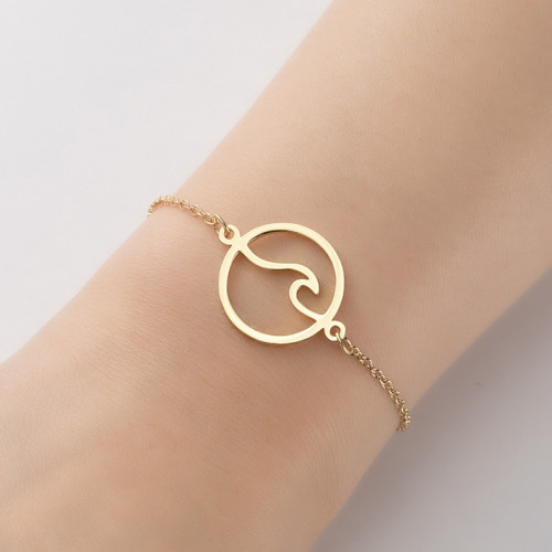 2025 Summer New Fashion Geometric Round Simple Wave Pendant Bracelet Couple Bracelet Women Wholesale