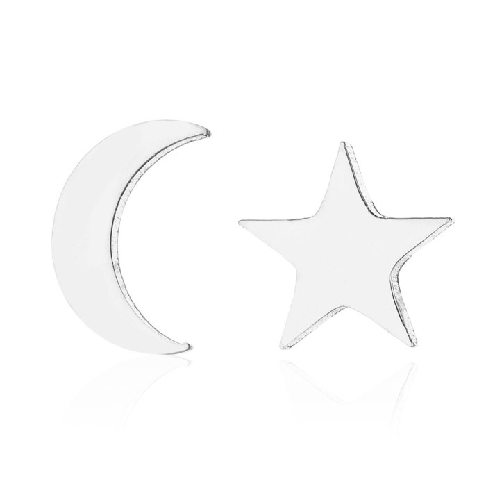 Amazon Cross-Border New Women's Asymmetric Star Moon Earrings INS Fashion Personality Ear Bone Stud Wholesale