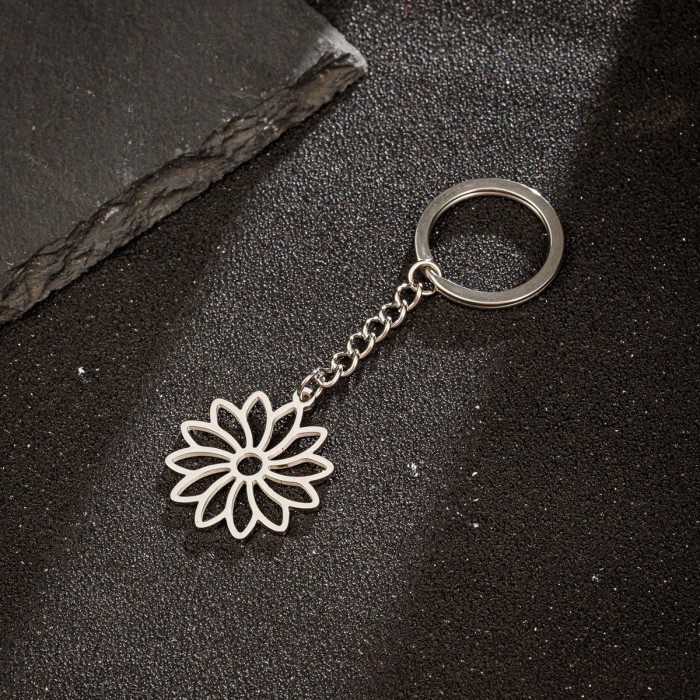 Classic Handmade Stainless Steel Keychain Pendant Simple Little Bee Pet Dog Butterfly Pattern Ornament In Stock Wholesale