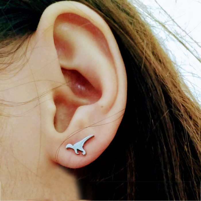 Women's Fresh and Cute Style Stainless Steel Dinosaur Earrings Simple Elementary School Student Ear Accessories Wholesale Manufacturer Wholesale