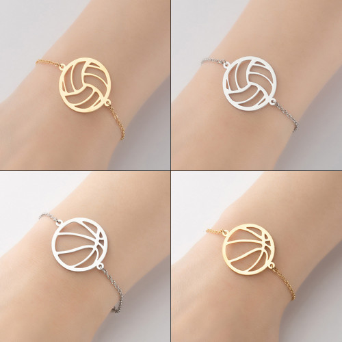 European and American Cross-Border New Sports Series Accessories Fashion Geometric Round Hollow Volleyball Football Bracelet Design Sense