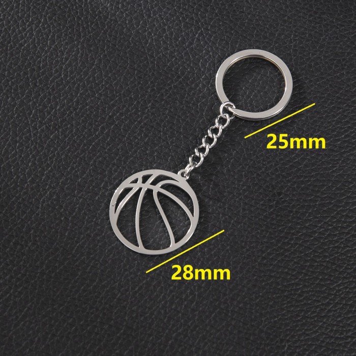 Cross-Border Stainless Steel Keychain Fashion Non-Fading Geometric Round Volleyball Football Pendant Animal Hanging Ornament Wholesale