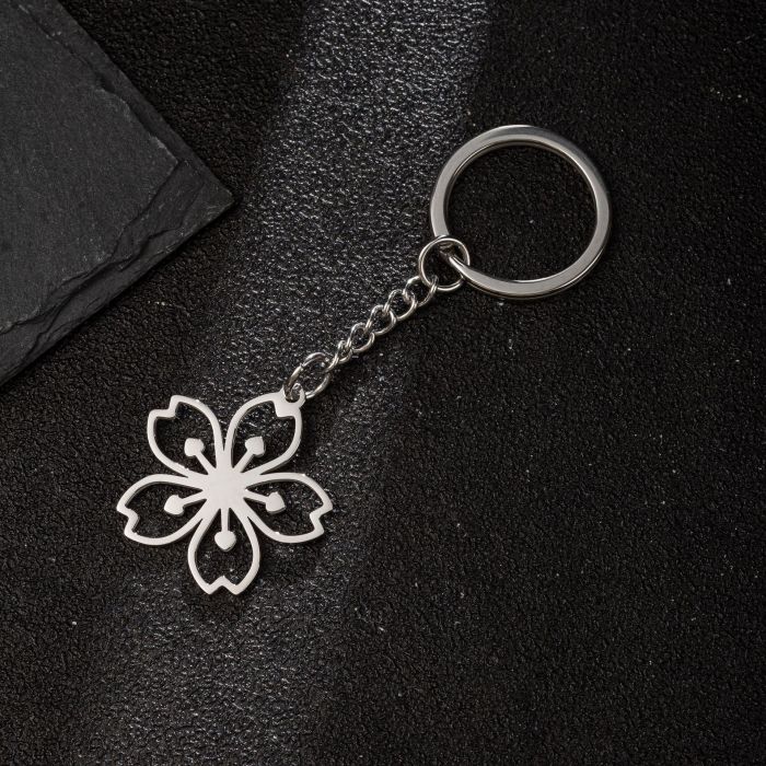 Autumn Winter New Stainless Steel Plant Stamen Small Fresh Pendant Keychain Fashion Sunflower Palm Leaf