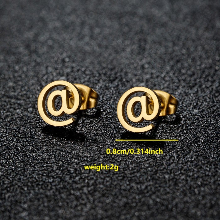 New Black Series Stainless Steel Simple Star Moon Earrings Girl Personality Star Moon Earrings Accessories Wholesale
