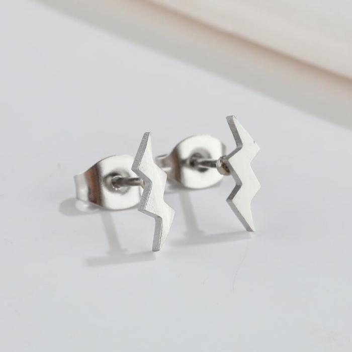 Korean Version Japanese Style Sweet New Geometric Simple Heart-Shaped Moon Earrings Asymmetric Key Lock Stud Earrings Wholesale