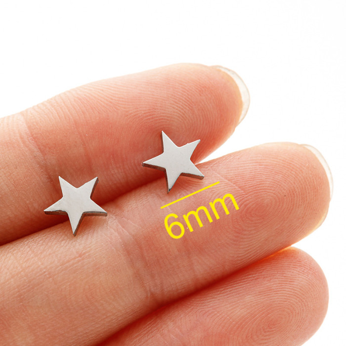 Cross-Border Simple Wholesale Stainless Steel Cut Geometric Simple Pentagram Wearable Earrings for Women Light Luxury Piercing Ear Jewelry