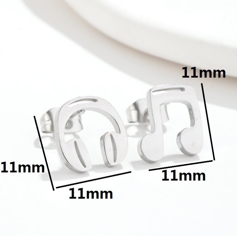 Headphone Music Note Earrings for Women Korean Fashion Asymmetric New Style Elegant Simple Geometric Earrings Cross-Border Wholesale