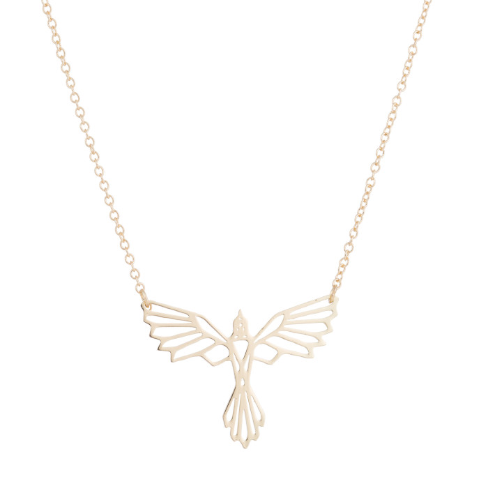 Origami Geometry Niche Necklace Ins Animal Wings Flying Bird Collarbone Chain Minimalist Style Yiwu Jewelry Wholesale