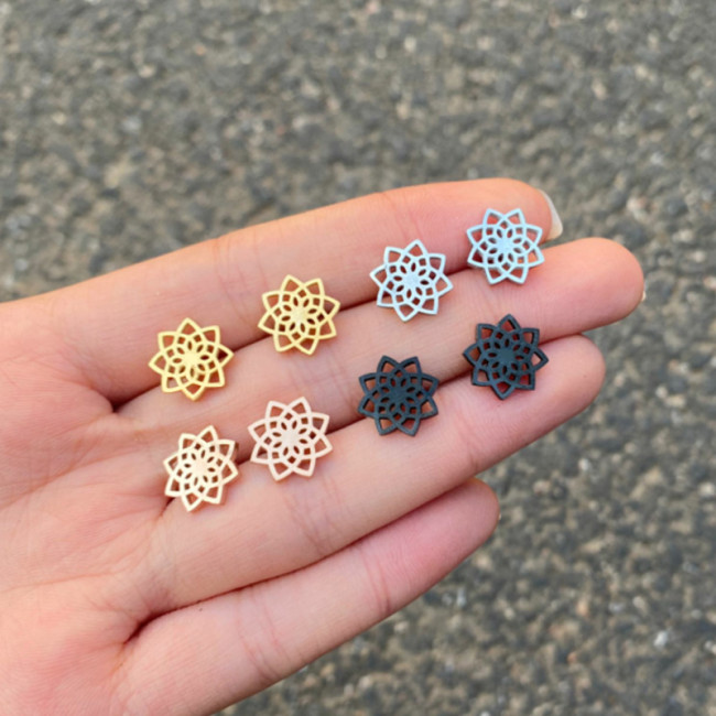 Vintage Lotus Earrings Ins Style Feminine Artistic Fresh Fashion Hollow Flower Korean Simple Earrings In Stock