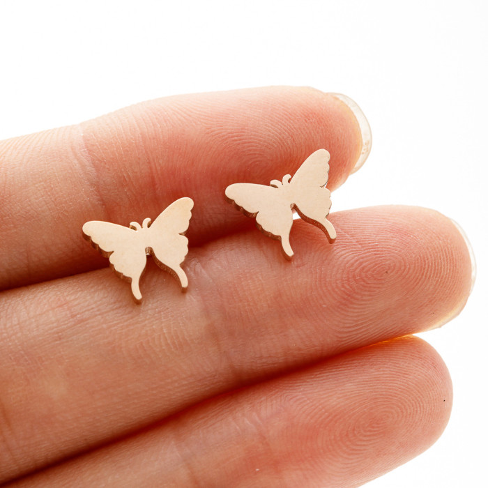Stainless Steel New Niche Design Sweet Butterfly Earrings Ins Female Light Luxury Korean Version Insect Ear Jewelry In Stock Wholesale