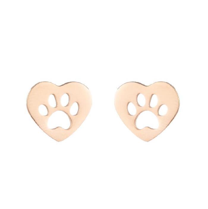 Footprint Earrings Ins Female Niche New Cute Animal Bear Paw Ear Jewelry fashion Geometric casual Love Heart-shaped