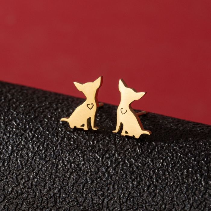 European and American Cross-Border Stainless Steel Zodiac Puppy Earrings INS Style Small Fashion Cute Mini Animal Earrings Jewelry
